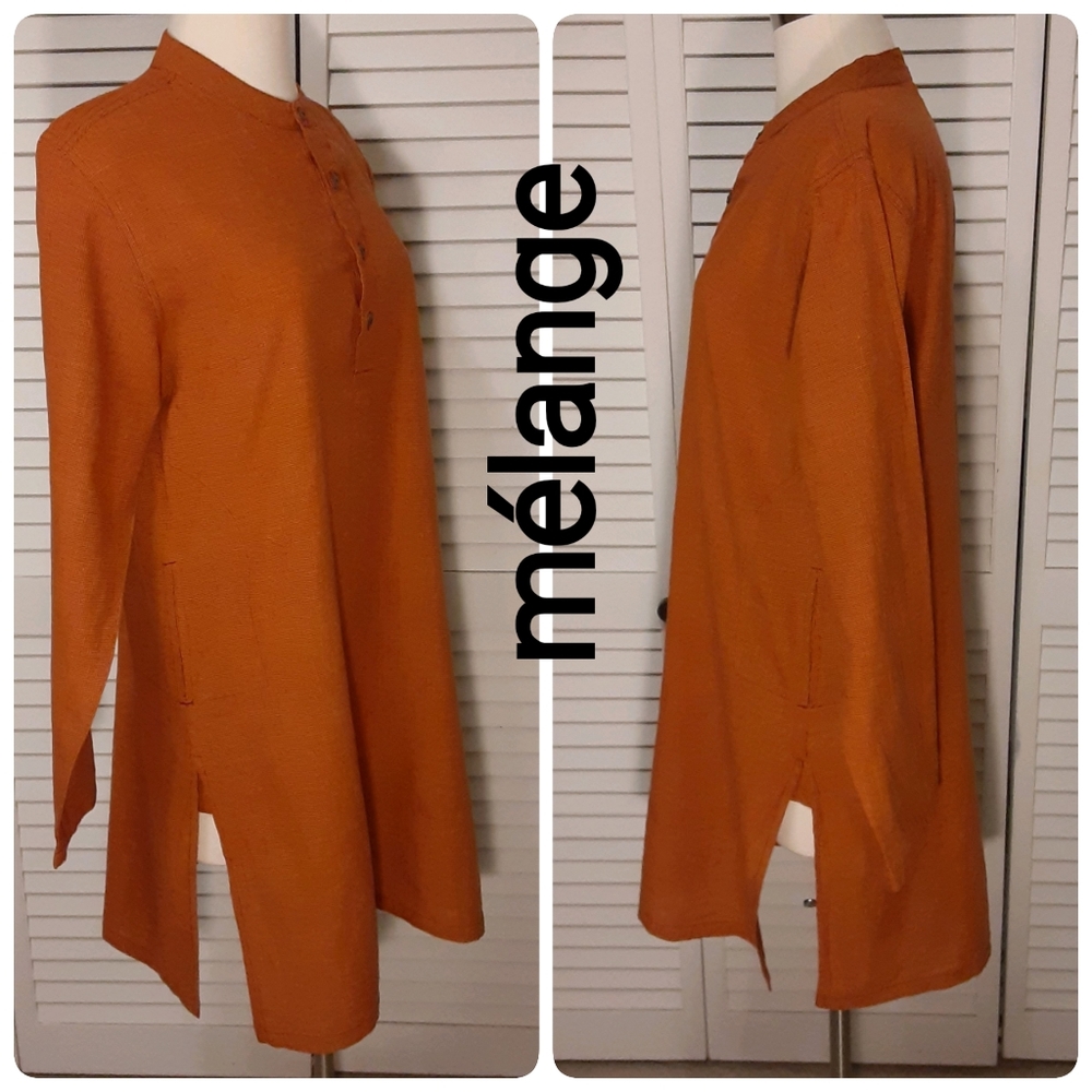 Melange 100% Cotton Tunic Dress with Designer Oversized 14" × 6½" Pockets